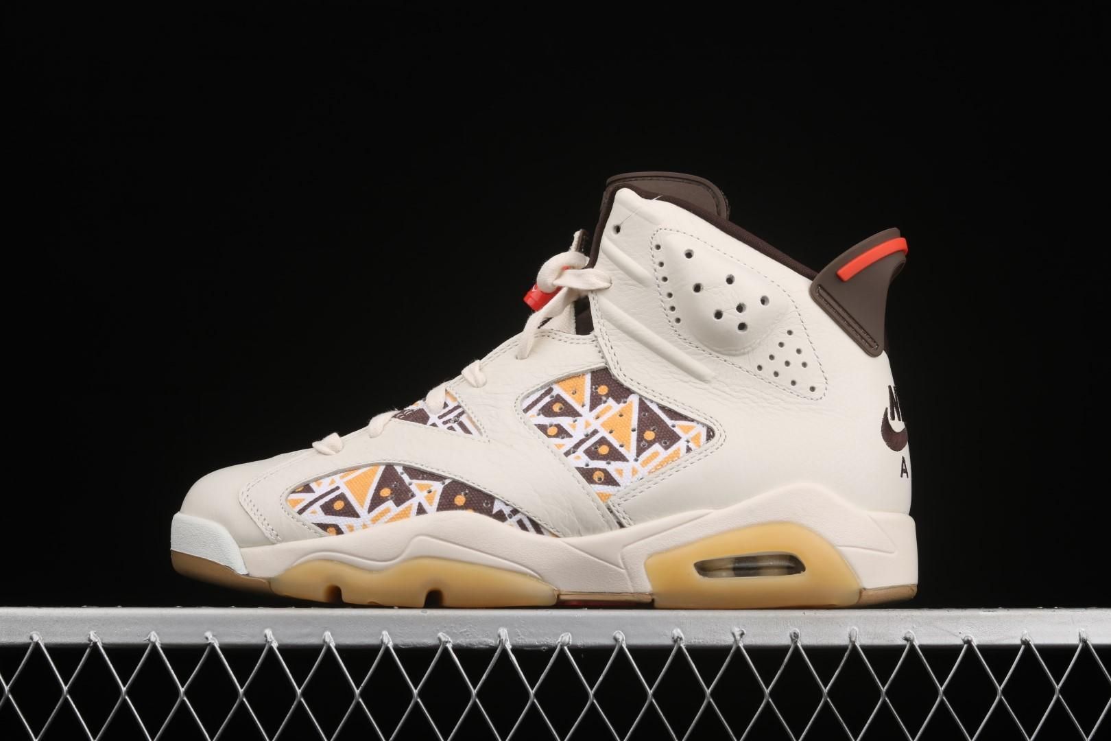 Air Jordan 6 AJ6 Retro Quai 54 - Sail Brown-Euro 41