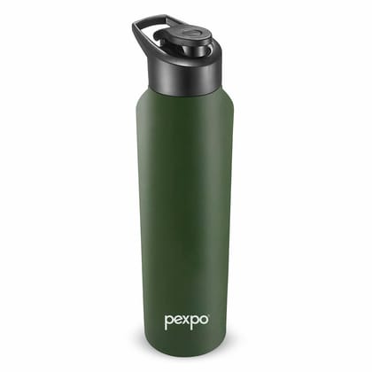 PEXPO Stainless Steel Sports/Fridge Water Bottle, 750 ml, Military Green, Chromo Xtreme | Wide Mouth & Leak-Proof Water Bottle