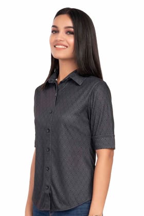 Black Geometric Pattern Shirtee-M