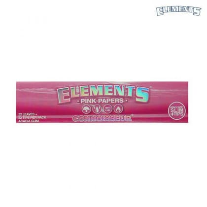 ELEMENTS Connoisseur Pink Rolling Papers with Tips - King Size Slim