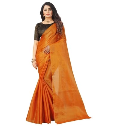 Women's Cotton Silk Self Design Saree With Unstitched Blouse 5.5Mtr (Orange)-PID54656