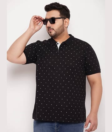 XFOX Pack of 1 Cotton Blend Regular Fit Printed Half Sleeves Men's Polo T Shirt ( Black )