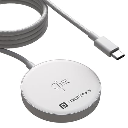 Portronics Quikk 15W Qi2 Certified Fast Charging Wireless Charger (White)