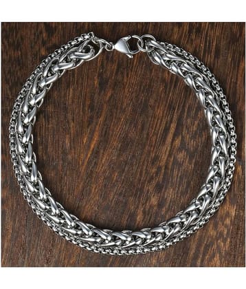 ZIVOM® Double Layered Wrist Wrap Macho Black 316L Surgical Stainless Steel Spiga Franco Popcorn Chain Bracelet For Men Boys