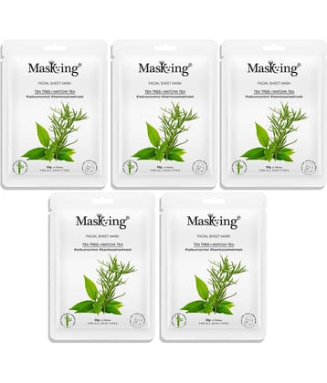 Masking Tea Tree & Matcha Tea Bamboo Face Sheet Mask 100 ml Pack of 5