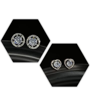 Charms White Stud Earrings ( Pack of 2 )