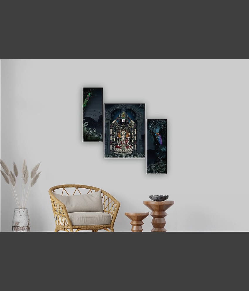 Saf Tirupati balaji Set of 3 modern art MDF Painting Without Frame