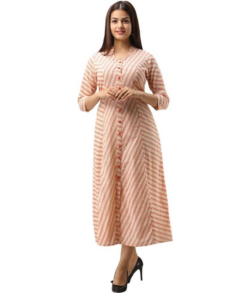 SVARCHI - Orange Cotton Blend Women's A-line Kurti ( Pack of 1 )