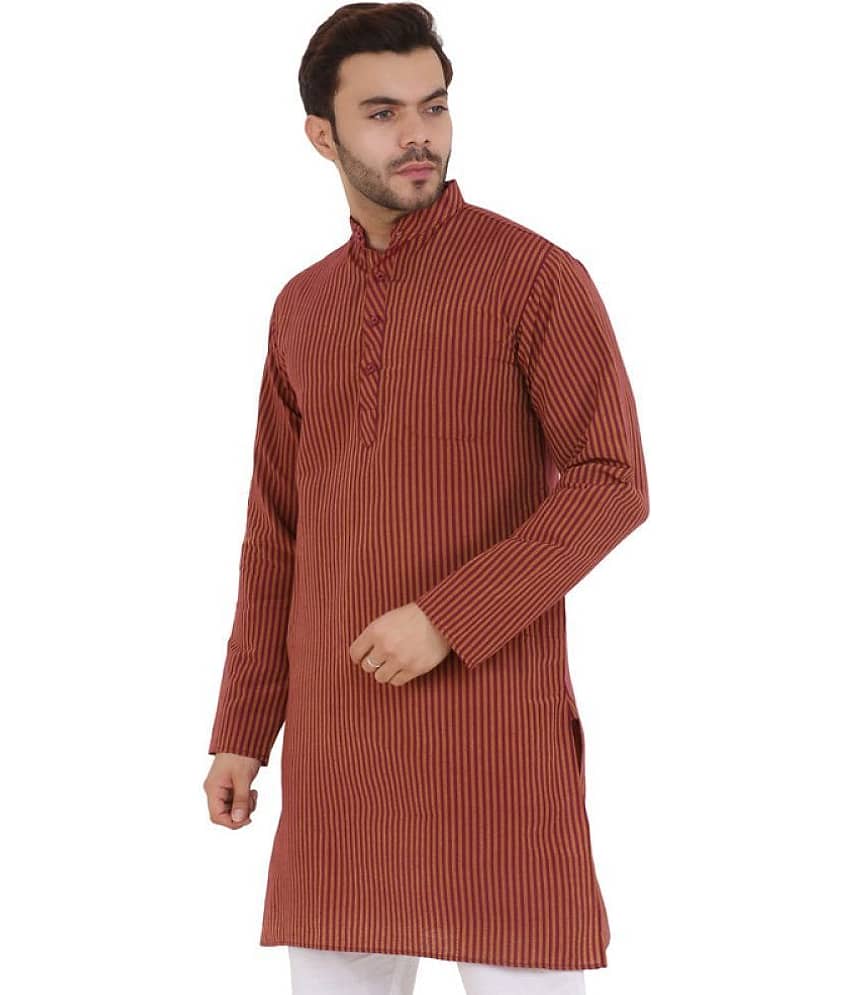 Latest Chikan - Red Cotton Men's Regular Kurta ( Pack of 1 )