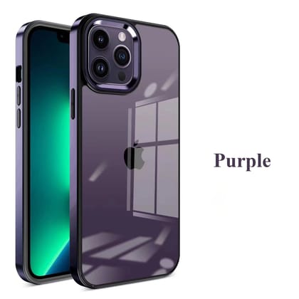 iPhone 11 Series Square Plating Color Frame Clear Case With Camera Bumper-iPhone 11 / Purple