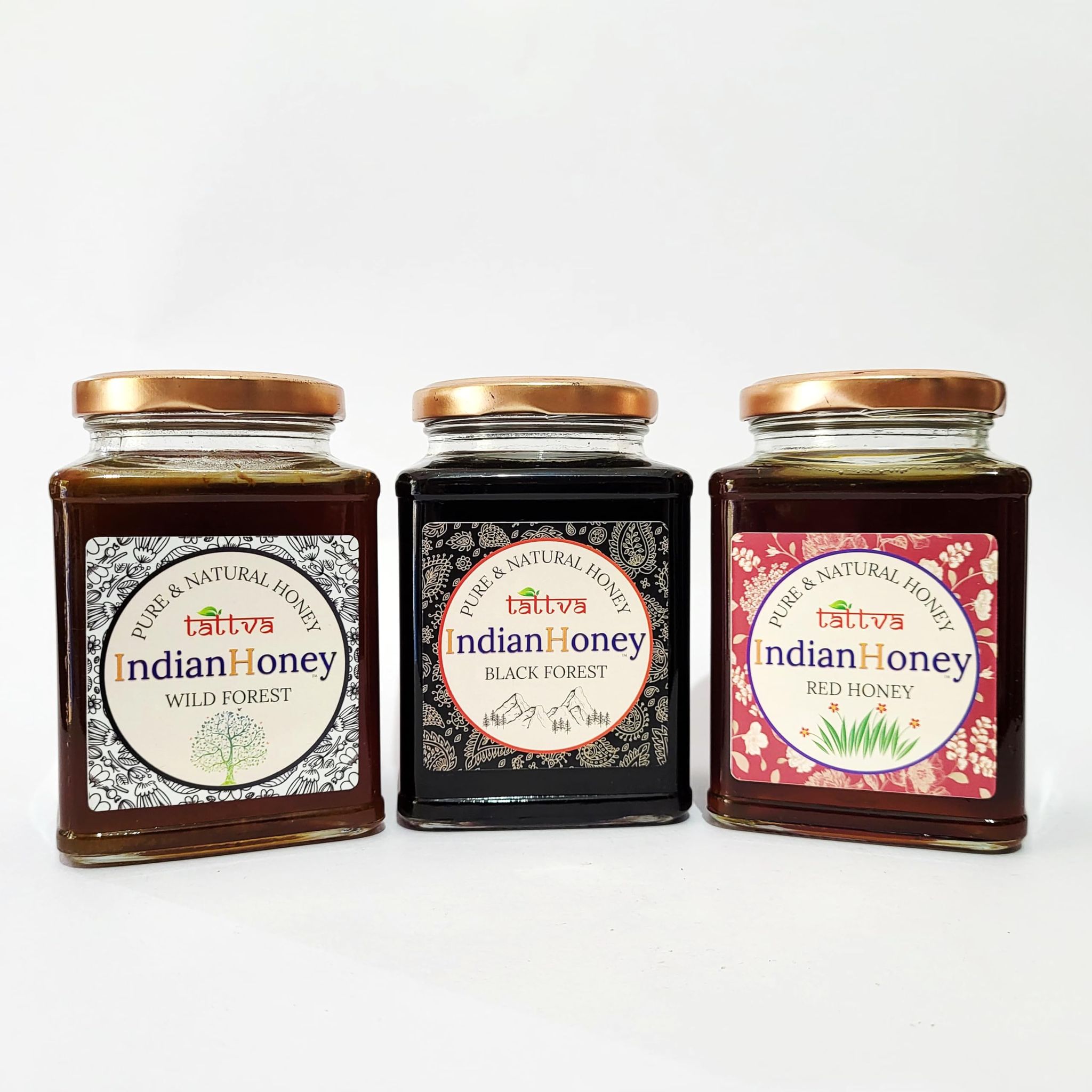 IndianHoney Red honey, Wild Forest Honey, & Dark & MineralRich Black Forest (Honeydew) Honey Triple Combo Pack (500 * 3)
