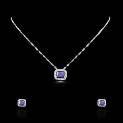 Iris Baguette Zircon Necklace-set