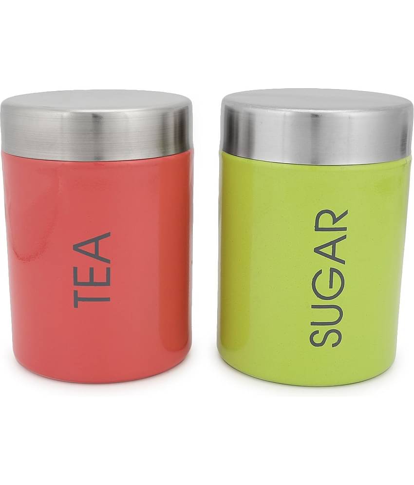 Dynore - Colorful Tea Sugar Steel Multicolor Tea/Coffee/Sugar Container ( Set of 2 )
