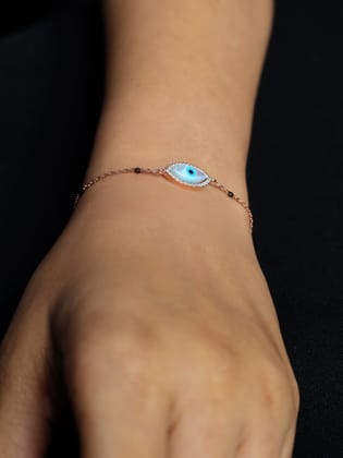 White Finish Zircon Evil Eye Bracelet | 925 silver-925 Pure Silver