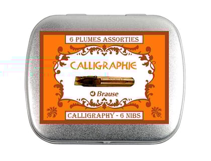 Brause Box Set of 6 Calligraphy Nibs - Bandzug 0.7 mm/2 mm/3 mm
