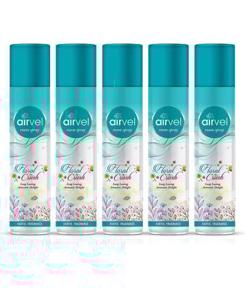 Airvel Floral Fragrance Room Spray Air Freshener for Home, Bathroom and Car 217ml ( Pack of 5 )