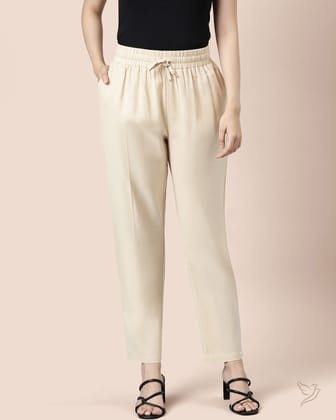 Linen Straight Pant - Beige-S / Beige