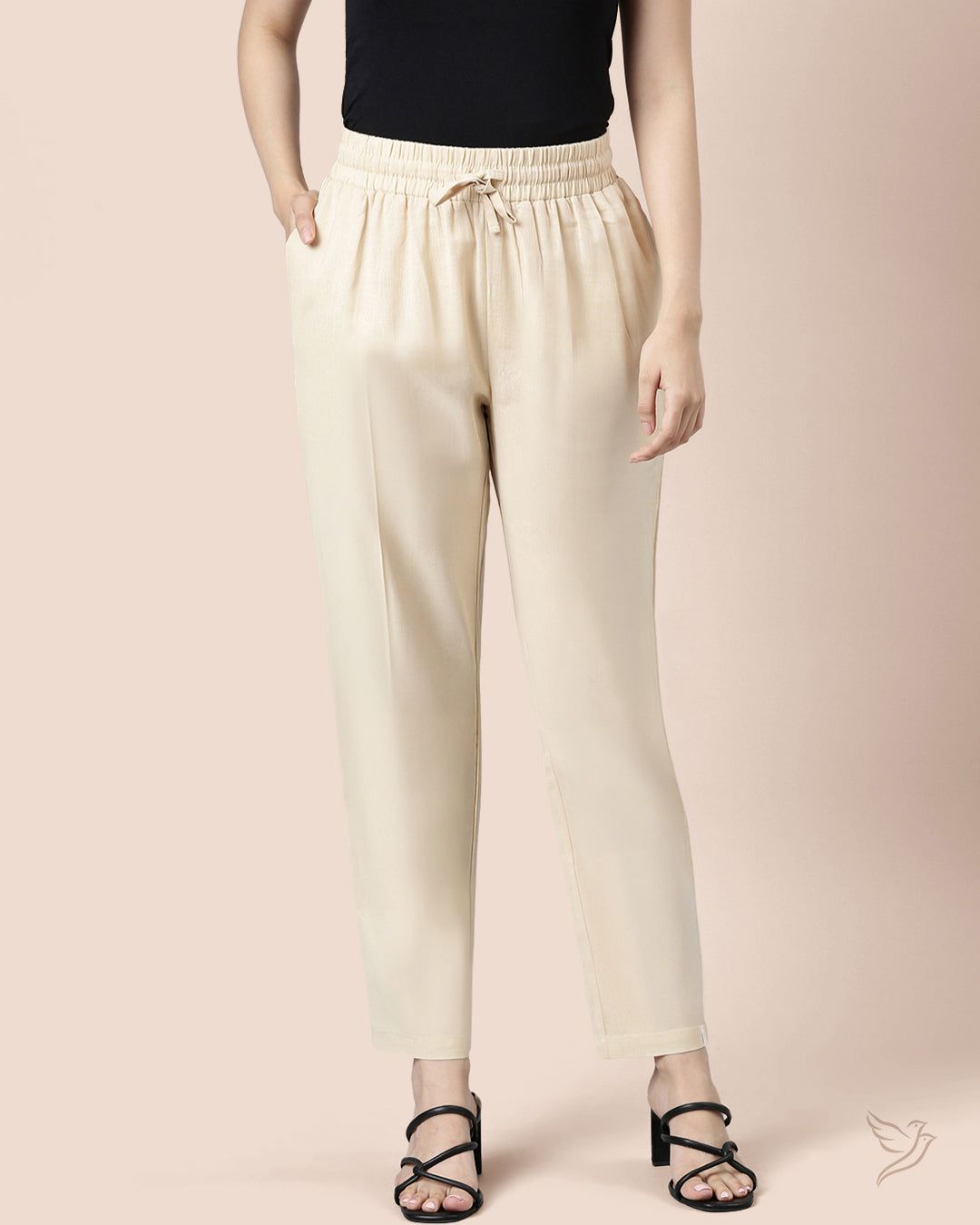 Linen Straight Pant - Beige-S / Beige