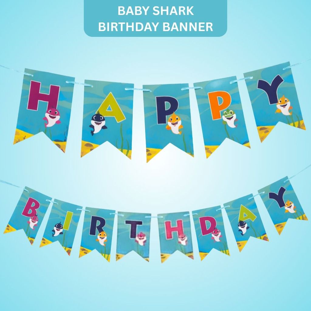 Baby Shark Theme Birthday Banner - Over 9FT - Party and Festive Needs | Buy online on ZillyBuy