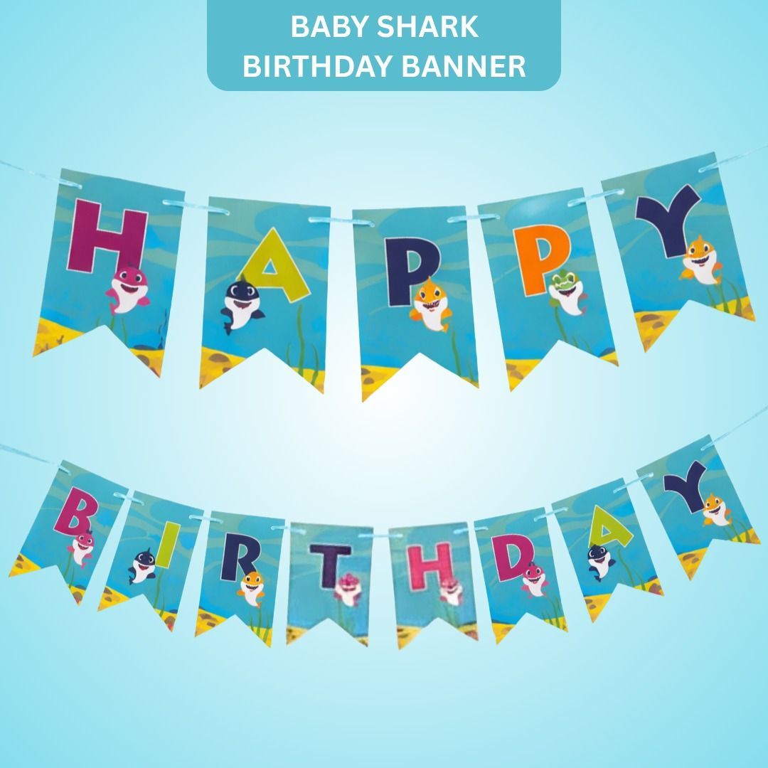 Baby Shark Theme Birthday Banner - Over 9FT