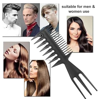 3-in-1 Plastic Detangling Hair Comb Wide Tooth Comb, Anti-Static Hairdressing & Styling Tool (Pack of 1) 3-in-1 Plastic Detangling Hair Comb Wide Tooth Comb, Anti-Static Hairdressing & Styling Tool (Pack of 1)