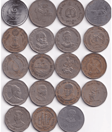 19 Different 2 Rupees Commemorative India Rare 19 Coins Complete Set