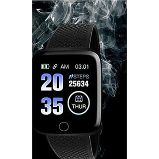 Smart Watch  ID-116  Bluetooth Smart Fitness Wireless Watch with Heart Rate Activity Tracker  Waterproof Body  Step and Calorie Counter  OLED Touchscreen Display  Men  Women  Kids  Sports Gym Watch for All Smart Phones ( Black