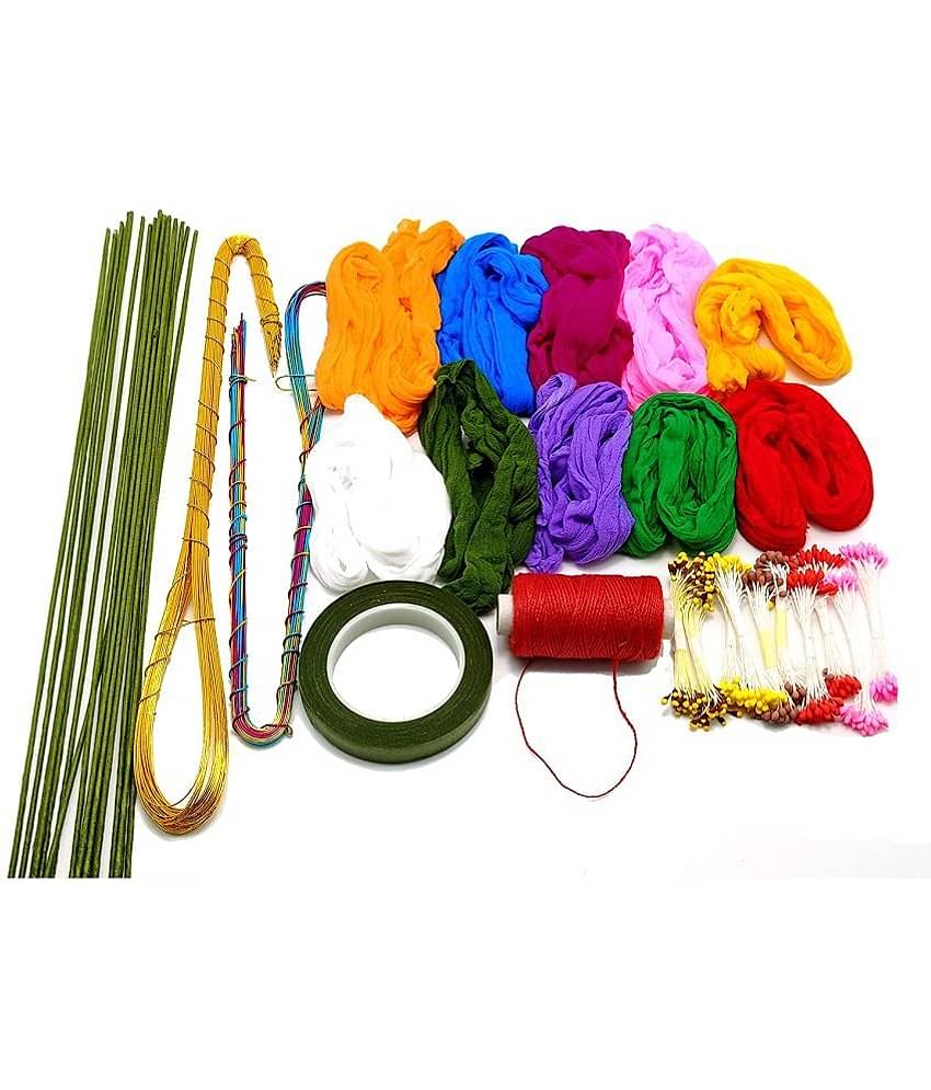 Vardhman - Fabric Cotton Flower Making DIY Kit, stocking kit, art & craft kit (Pack of 1)