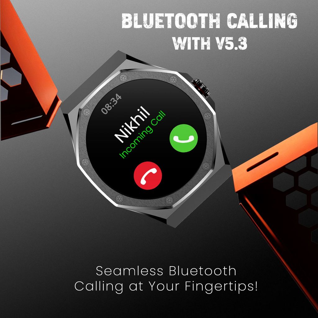 CELLECOR E4 Edge 1.52" HD+ Round Display with 850 NITS | BT-Calling | AOD | Smartwatch (Garnish Black)