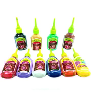 Fevicryl 20 ml Fabric Colour 3D Cone Outliner - Set Of 10