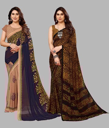 ANAND SAREES Georgette Printed Saree With Unstitched Blouse Piece ( Multicolour )