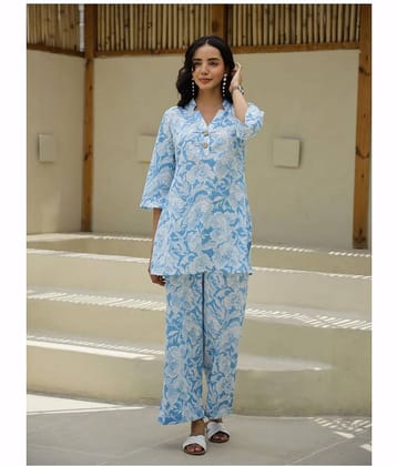 Label Flavia Women Printed Tunic With Trousers Co-Ord Set ( Multi Color )