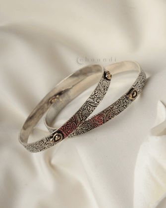Gold Polish Silver Bangle CHB1124 (Pair)