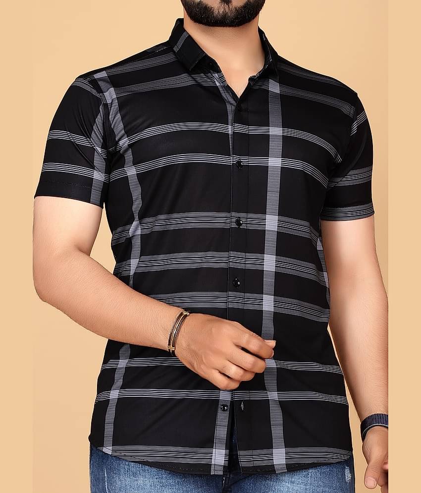 FABRIPPLE Cotton Blend Regular Fit Checks Half Sleeves Men's Casual Shirt - Black ( Pack of 1 )