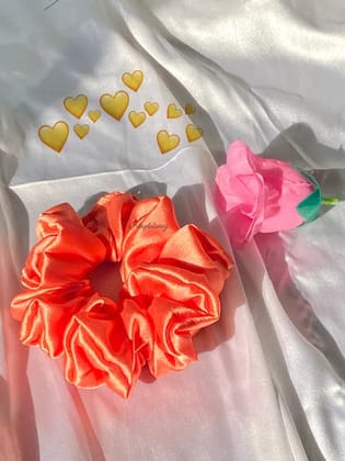 Peachy Orange Satin Scrunchie