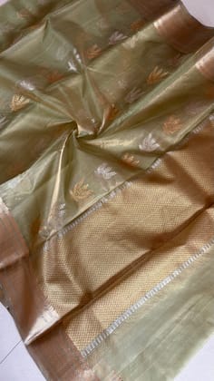 Chanderi Katan Tissue Silk Saree - Pastel Green