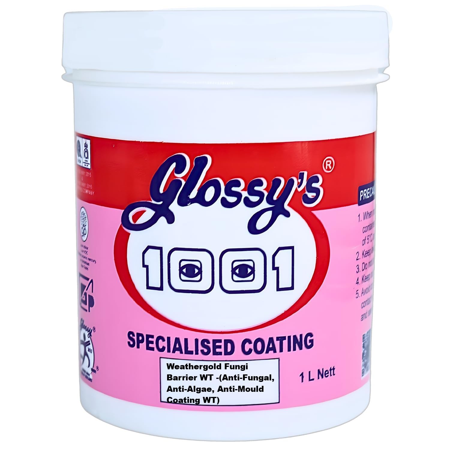 1001 Anti-Fungal Barrier WT, Anti-Fungal, Anti-Algae, Anti-Mould Coating Paint WT I Ideal For Homes, offices, hospitals, schools, industrial walls, terraces, bathrooms, and areas prone to moisture or dampness. White 1L