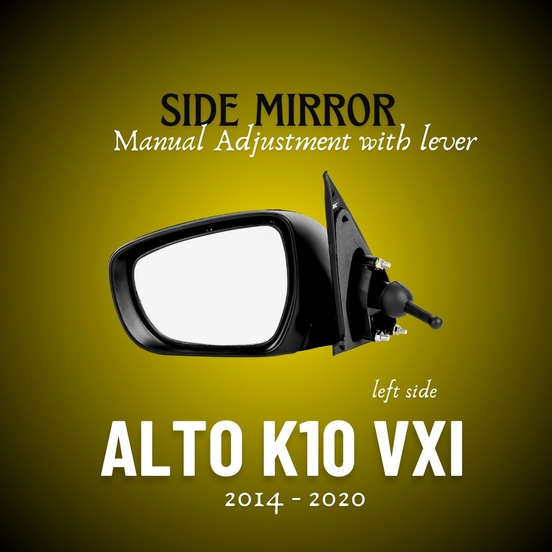 RMC Car Side Mirror Suitable For Maruti Suzuki Alto K10 VXI With Lever Type 2 Model (2014 & onwards) (Black) LEFT SIDE (PASSENGER SIDE)