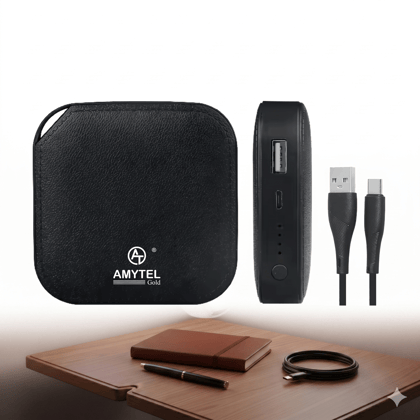 AMYTEL 10000 m Ah 5 W Mini Pocket Size Power Bank (Blue, Lithium-ion, Power Delivery 2.0, Power Delivery 3.0, Quick Charge 2.0, Quick Charge 3.0 for Earbuds, Mobile, Smartwatch, Speaker, Tablet)