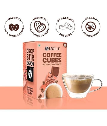 Bevzilla Instant Coffee Cubes Pack With Organic Date Palm Jaggery, 5 Flavours, 100% Arabica, (Belgian Chocolate) Pack of 10