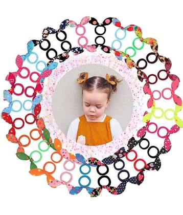 20 Pieces - Rabbit Ear Hair Tie Rubber Bands Style Ponytail Holder, Bunny Ear Rubber Band for Girls (Multicolour)