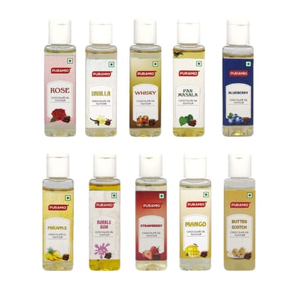 Puramio Combo Pack of Chocolate Oil Flavor (Oil Soluble Flavor), 30 ml Each - Pack of 10