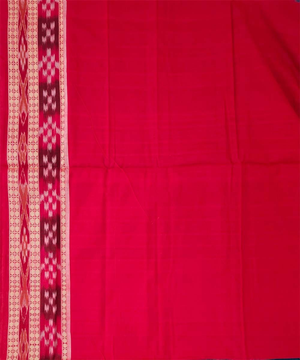 Teal red colour handwoven cotton saree