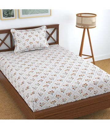 Homefab India Cotton Single Bedsheet ( White )
