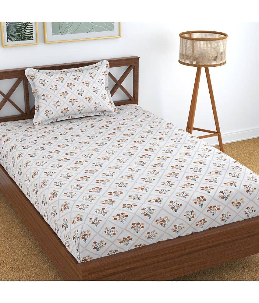 Homefab India Cotton Single Bedsheet ( White )