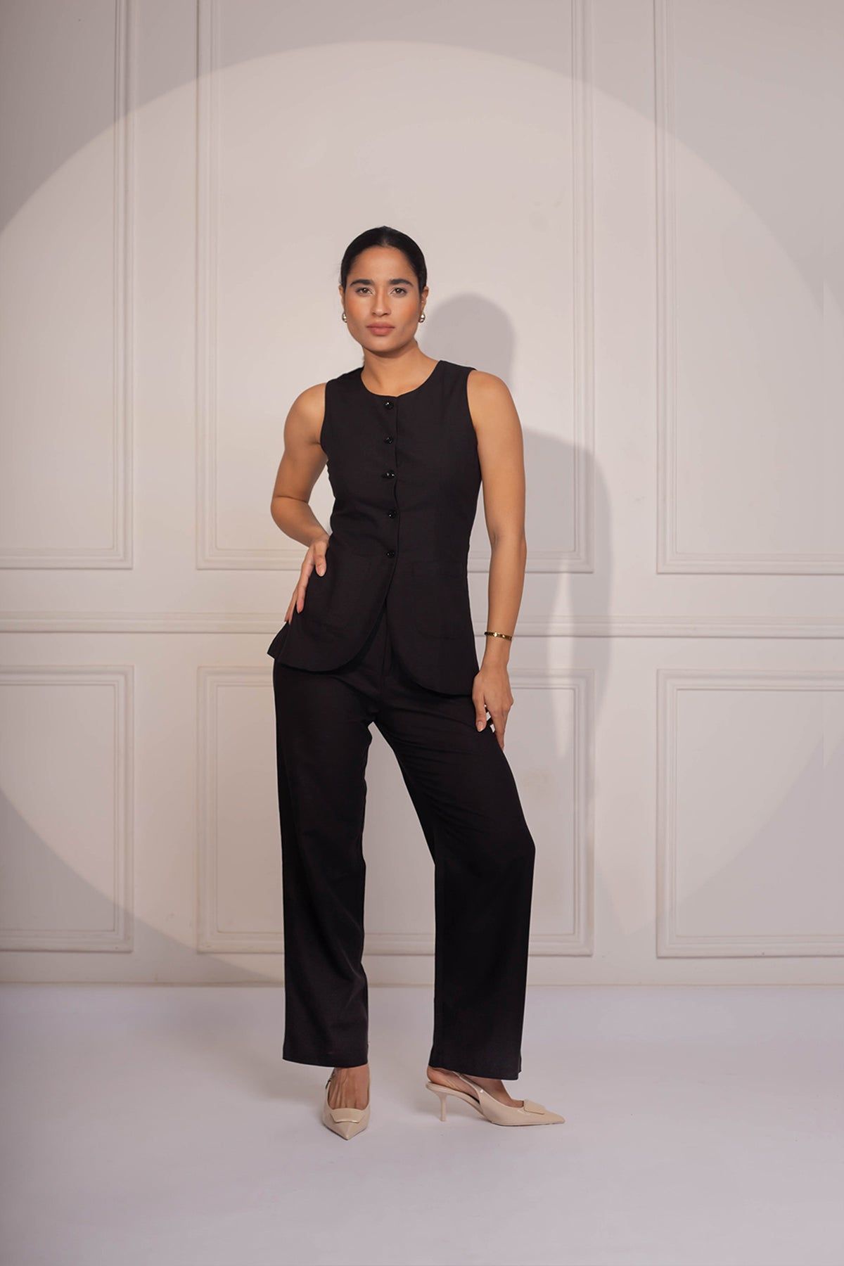 Emma Waistcoat Set: Black-XS