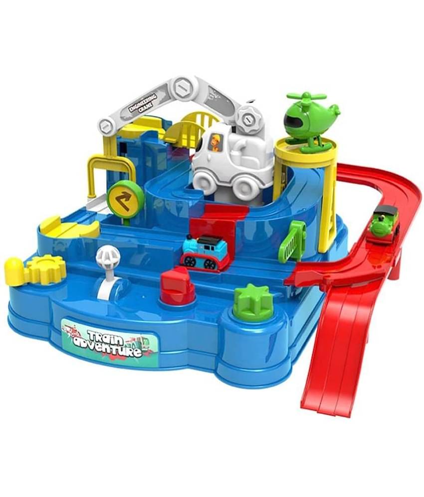 RAINBOW RIDERS Train Adventure Toy, Mechanical Train Track Set with Mini Trains, Educational Multifunctional Train Race Track Set for Boys & Girls Age 3+ Years Multicolor, (Set of 1)