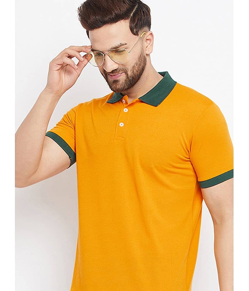 The Million Club Pack of 1 Cotton Blend Regular Fit Solid Half Sleeves Men's Polo T Shirt ( Mustard )