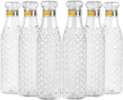 Crystal Clear Water Bottle For Fridge, Home Office Gym School | 1000Ml | Set Of 6 Pcs, Plastic