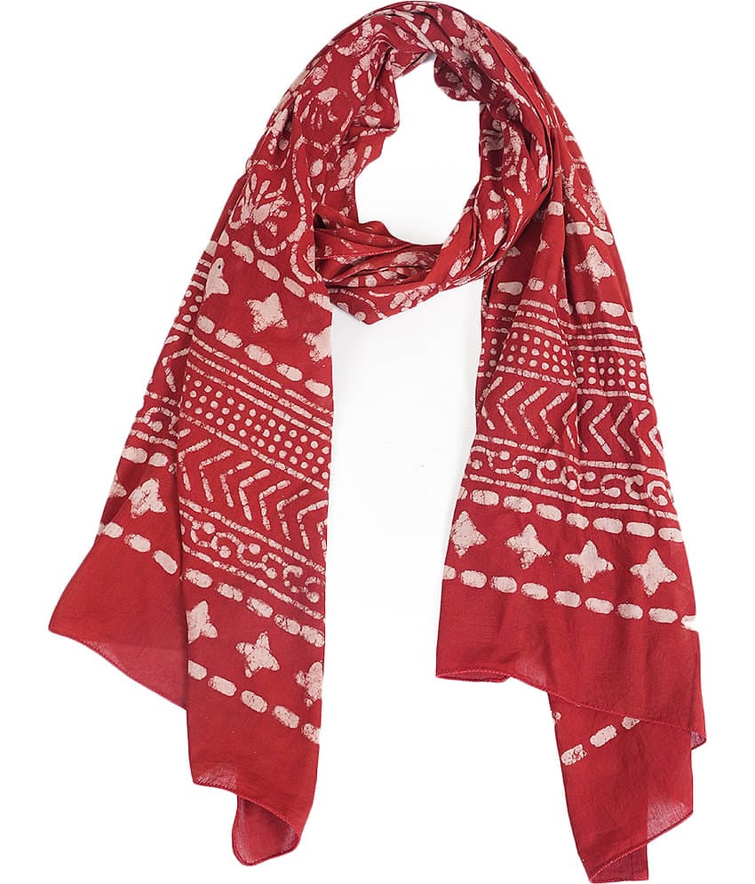 STYLE SHOES RED Cotton Women's Stole ( Pack of 1 )